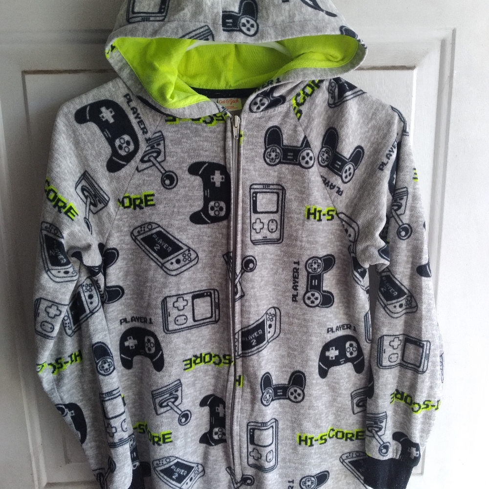 Cat & Jack L 12/14 Gaming Fleece Hooded Onesie